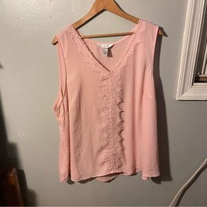 CJ Banks Sleeveless 1X Pink Blouse